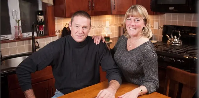 Clients at home in their kitchen